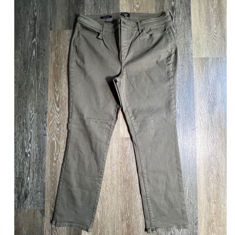 NYDJ Sheri Slim‎ Pants Women Size 16 Olive Green Lift Tuck Stretch Five Pocket